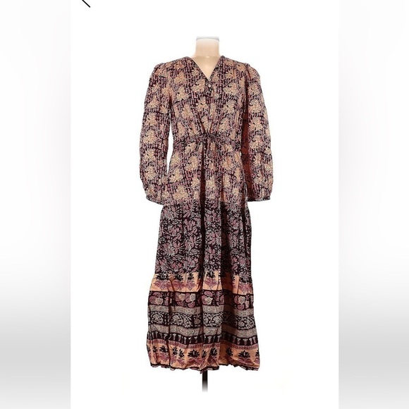 Faherty Idina Block Print Dress in Kingsley Block Print Spring dress Midi L - Picture 5 of 8